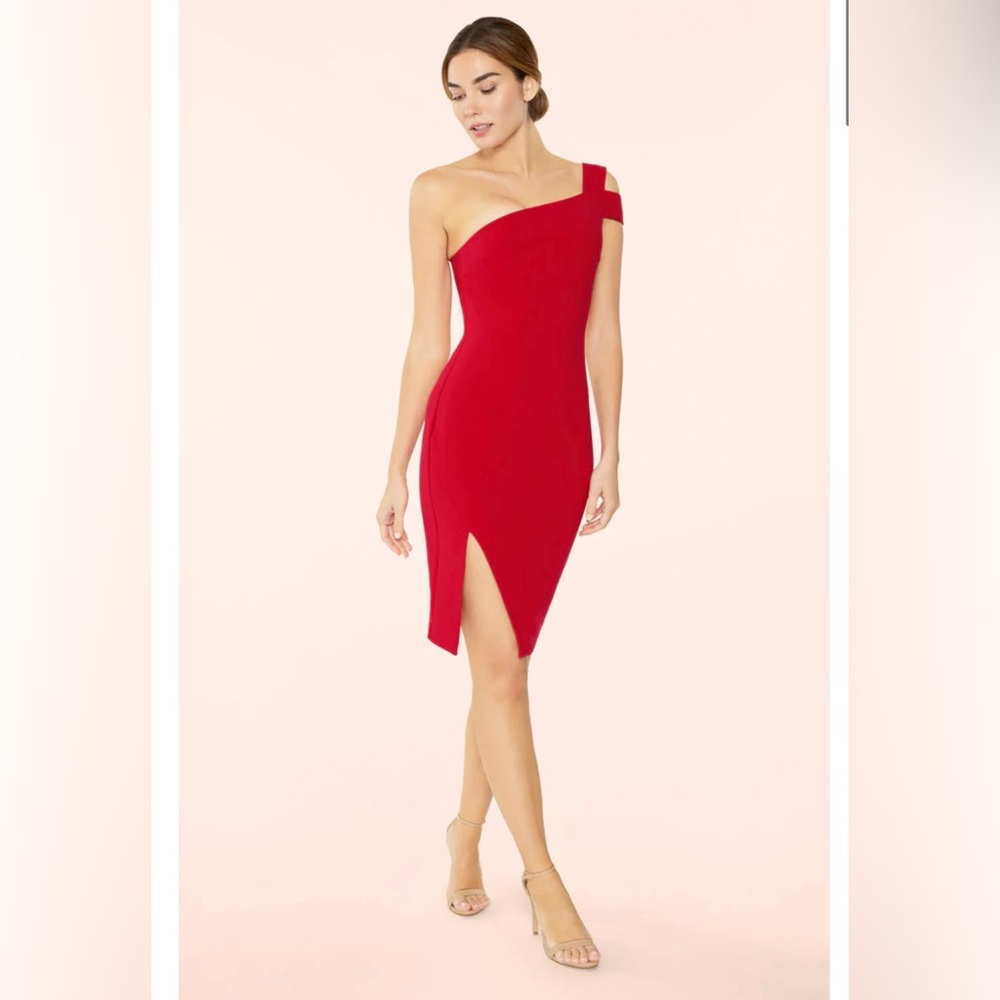 Red One-Shouldered Likely Packard Dress